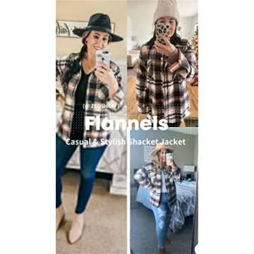 Plaid Flannel Jacket Women Oversized Fall Shirts Button Down Open Neck Plaid Long Sleeve Shacket Blue Large