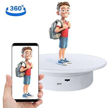 CEXUW Display 360 Degree Electric Turntable,for Small Product Display, 7.87in Diameter product photo...