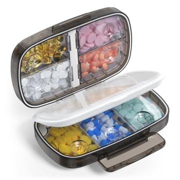 Wangculiao Travel Pill Organizer - Airtight Medication Storage Container with Large Compartments for...