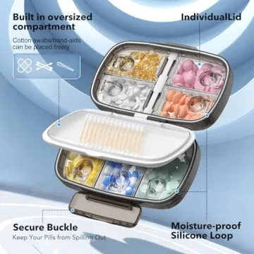 Wangculiao Travel Pill Organizer with Airtight Design for Easy Use