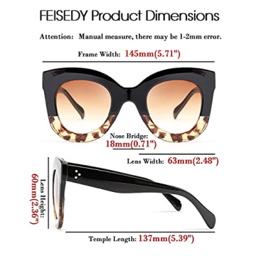 Stylish FEISEDY Retro Oversized Sunglasses for Women