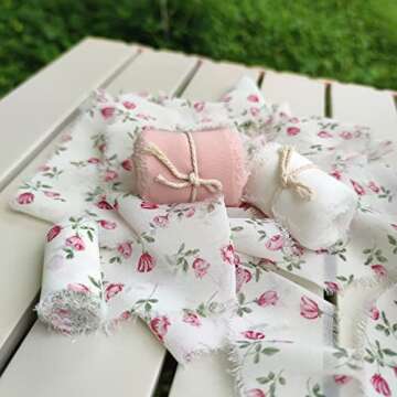Mybbshower Mybbshower Floral Chiffon Fringe Ribbon 1.5" x 15Yd (3 Rolls *5Yd) for Wedding Invitation...