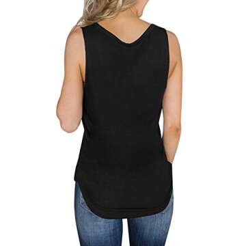 Chuanqi Womens Tank Tops V Neck Loose Fit Sleeveless Casual Summer Long Tunic Shirts Black
