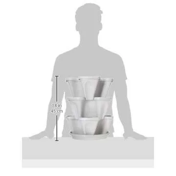 3 Tier Stackable Garden - Indoor / Outdoor Vertical Planter Set - Self Watering Tiers From Top Down - Grow Fresh Herbs In The Kitchen or Patio - Smart Planting Pots - Used for Strawberries Herbs Peppers Flowers and Succulents (Stone)