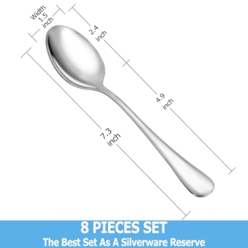 8 Pcs Premium Stainless Steel Tablespoons for Home & Restaurant
