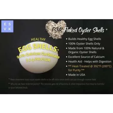 ESVK Natural Flaked Oyster Shell - 4 Pound (Pack of 1) | Calcium Supplement for Chickens, Ducks, and Other Birds| Made in USA (4 lb)