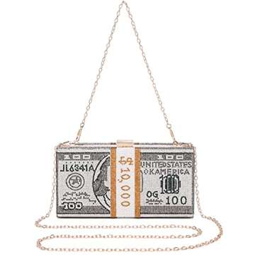 Covelin Dollar Clutch Purse Rhinestone Evening Handbag