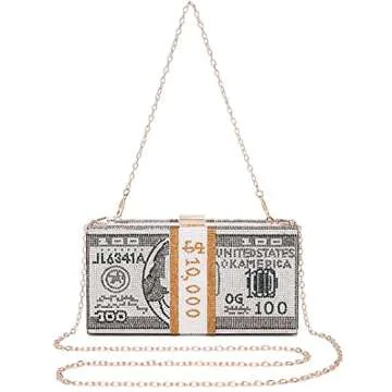 Covelin Dollar Clutch Purse Rhinestone Evening Handbag