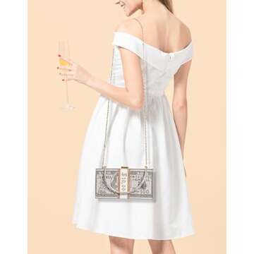Covelin Dollar Clutch Purse Rhinestone Evening Handbag