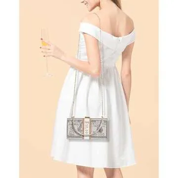 Covelin Dollar Clutch Purse Rhinestone Evening Handbag