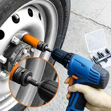 THINKWORK Impact Socket Adapter Set, 1/4" 3/8" 1/2" Drill Socket Adapter, 1/4" Hex Shank Impact Driver Socket Adapter for Cordless Drill, Impact Driver, Power Drill, Impact Drill, 9-Piece