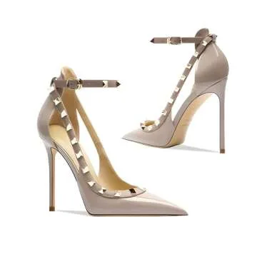 Qunvngutui Women’s Pointed-Toe High Heels in Deep Nude