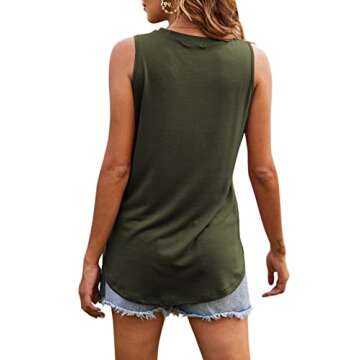 Hount Womens Tank Tops Summer Tops Casual Sleeveless Shirts Basic Blouse (Army Green, M)