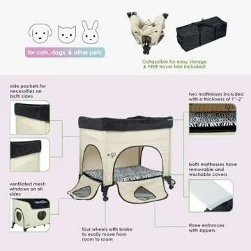 PETIQUE Bedside Lounge Pet Bed, Raised Bunk Bed for Medium Size Pets for Cats & Dogs, Zebra Vibes Design