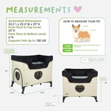 PETIQUE Bedside Lounge Pet Bed, Raised Bunk Bed for Medium Size Pets for Cats & Dogs, Zebra Vibes Design