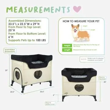 PETIQUE Bedside Lounge Pet Bed, Raised Bunk Bed for Medium Size Pets for Cats & Dogs, Zebra Vibes Design