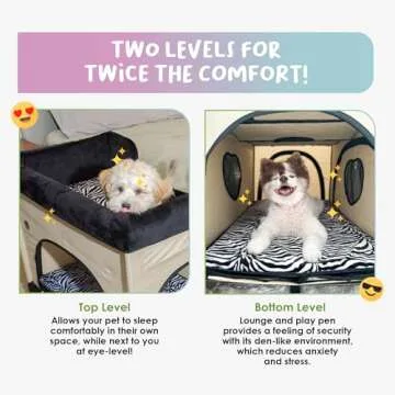 PETIQUE Bedside Lounge Pet Bed, Raised Bunk Bed for Medium Size Pets for Cats & Dogs, Zebra Vibes Design