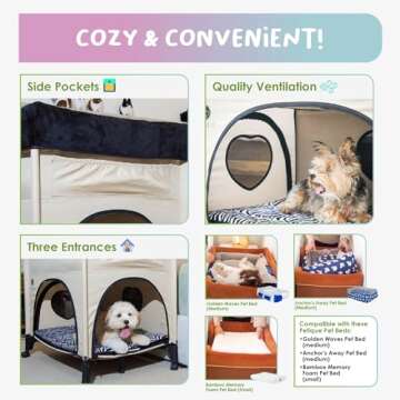 PETIQUE Bedside Lounge Pet Bed, Raised Bunk Bed for Medium Size Pets for Cats & Dogs, Zebra Vibes Design