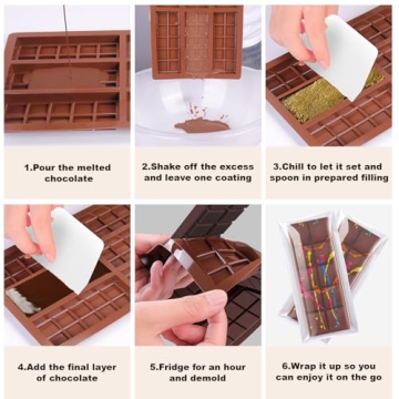 BABORUI 6 Cavities Chocolate Bar Mold with 100 Bags