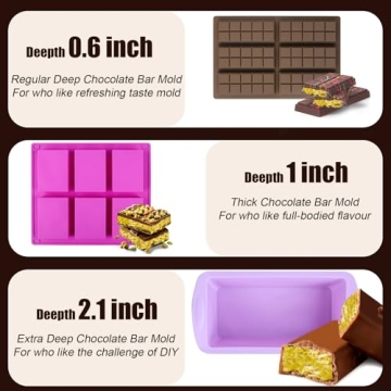 BABORUI 6 Cavities Chocolate Bar Mold with 100 Bags