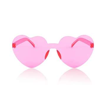 FEISEDY 2 Pack Rimless Heart Shaped Sunglasses - Trendy Party Glasses B2826-F2