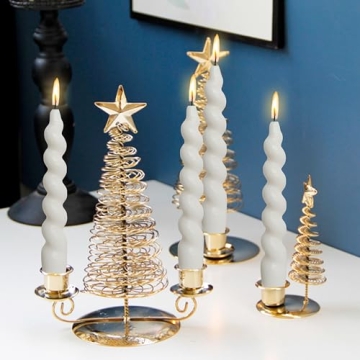Elegant White Spiral Twisted Taper Candles - Set of 4