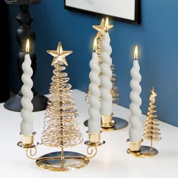 Elegant White Spiral Twisted Taper Candles - Set of 4