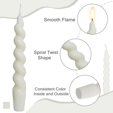 Elegant White Spiral Twisted Taper Candles - Set of 4