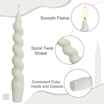Elegant White Spiral Twisted Taper Candles - Set of 4