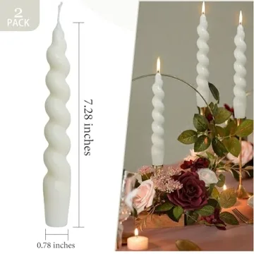 Elegant White Spiral Twisted Taper Candles - Set of 4