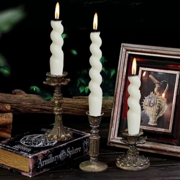 Elegant White Spiral Twisted Taper Candles - Set of 4
