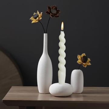 Elegant White Spiral Twisted Taper Candles - Set of 4