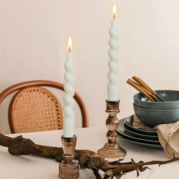 Elegant White Spiral Twisted Taper Candles - Set of 4