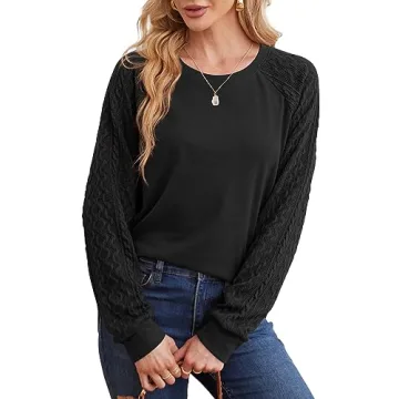 Loose Fit Black Long Sleeve Sweatshirt for Women