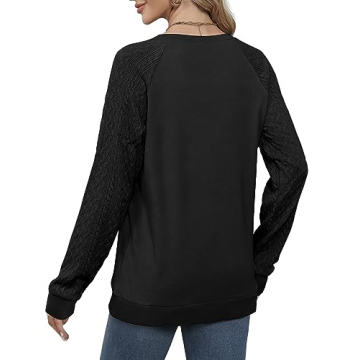 Loose Fit Black Long Sleeve Sweatshirt for Women