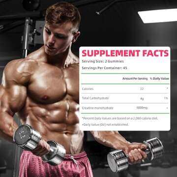 Novomins Creatine Monohydrate Gummies 5000mg for Men & Women, Chewables Creatine Monohydrate for Mus...