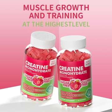 Novomins Creatine Monohydrate Gummies 5000mg for Men & Women, Chewables Creatine Monohydrate for Muscle Strength, Muscle Builder, Energy Boost, Pre-Workout Supplement(90 Count)-Strawberry Flavor