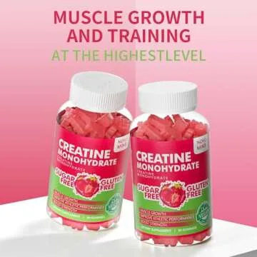 Novomins Creatine Monohydrate Gummies 5000mg for Men & Women, Chewables Creatine Monohydrate for Muscle Strength, Muscle Builder, Energy Boost, Pre-Workout Supplement(90 Count)-Strawberry Flavor