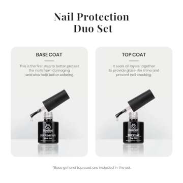 Beetles Gel Nail Polish Set- 4Pcs 7.5ml Black White Gel Nail Polish with No Wipe Top Coat and Base Coat Set Soak Off UV LED Lamp Manicure Salon DIY at Home Gifts for Her Women