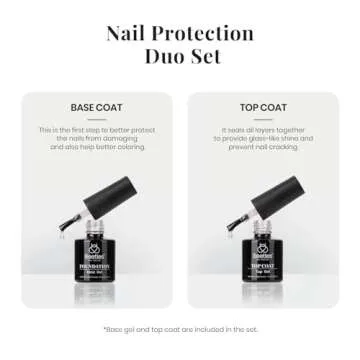Beetles Gel Nail Polish Set- 4Pcs 7.5ml Black White Gel Nail Polish with No Wipe Top Coat and Base Coat Set Soak Off UV LED Lamp Manicure Salon DIY at Home Gifts for Her Women