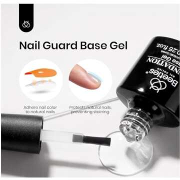 Beetles Gel Nail Polish Set- 4Pcs 7.5ml Black White Gel Nail Polish with No Wipe Top Coat and Base Coat Set Soak Off UV LED Lamp Manicure Salon DIY at Home Gifts for Her Women