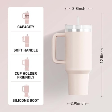 KISSKIND 40 oz Insulated Tumbler with Straw and Lid