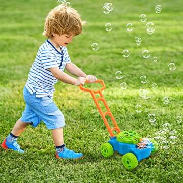 ArtCreativity Bubble Lawn Mower, Bubble Blowing Push Toys for Kids Ages 1 2 3 4 5, Bubble Machine, S...