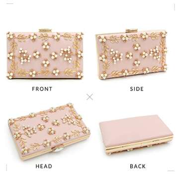 Milisente Women Clutches Pearls Evening Bag Clutch Purse Bags (Light Pink)