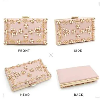 Milisente Women's Elegant Pearls Evening Clutch Bag