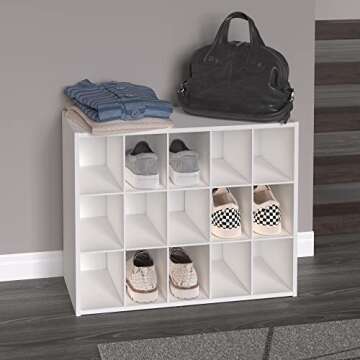 ClosetMaid 15 Cube Stackable Storage Organizer for Shoes Bags, Crafts, Hobbies with Wood Shelves, fo...