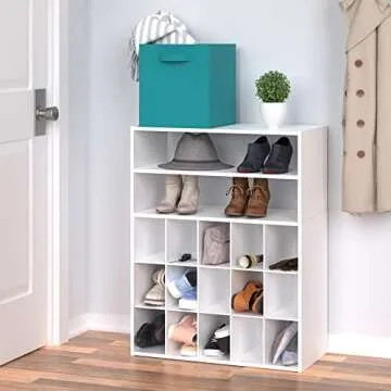 ClosetMaid 15 Cube Stackable Storage Organizer for Shoes Bags, Crafts, Hobbies with Wood Shelves, for Closet, Entryway or Mudroom, White