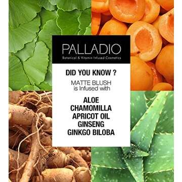 Palladio Matte Blush, Brushes onto Cheeks Smoothly, Soft Matte Look and Even Finish, Flawless Velvety Coverage, Effortless Blending Makeup, Flatters the Face, Convenient Compact, Bayberry