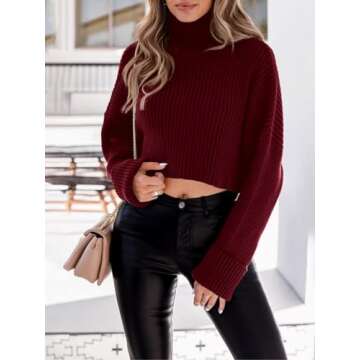 PRETTYGARDEN Turtleneck Cropped Sweater for Women