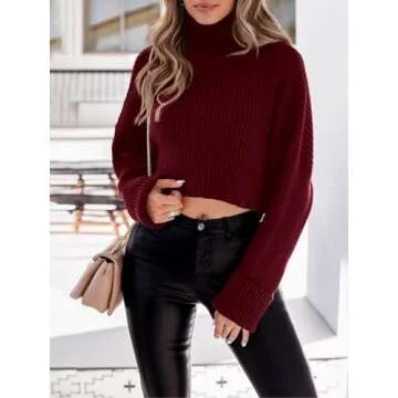 PRETTYGARDEN Turtleneck Cropped Sweater for Women